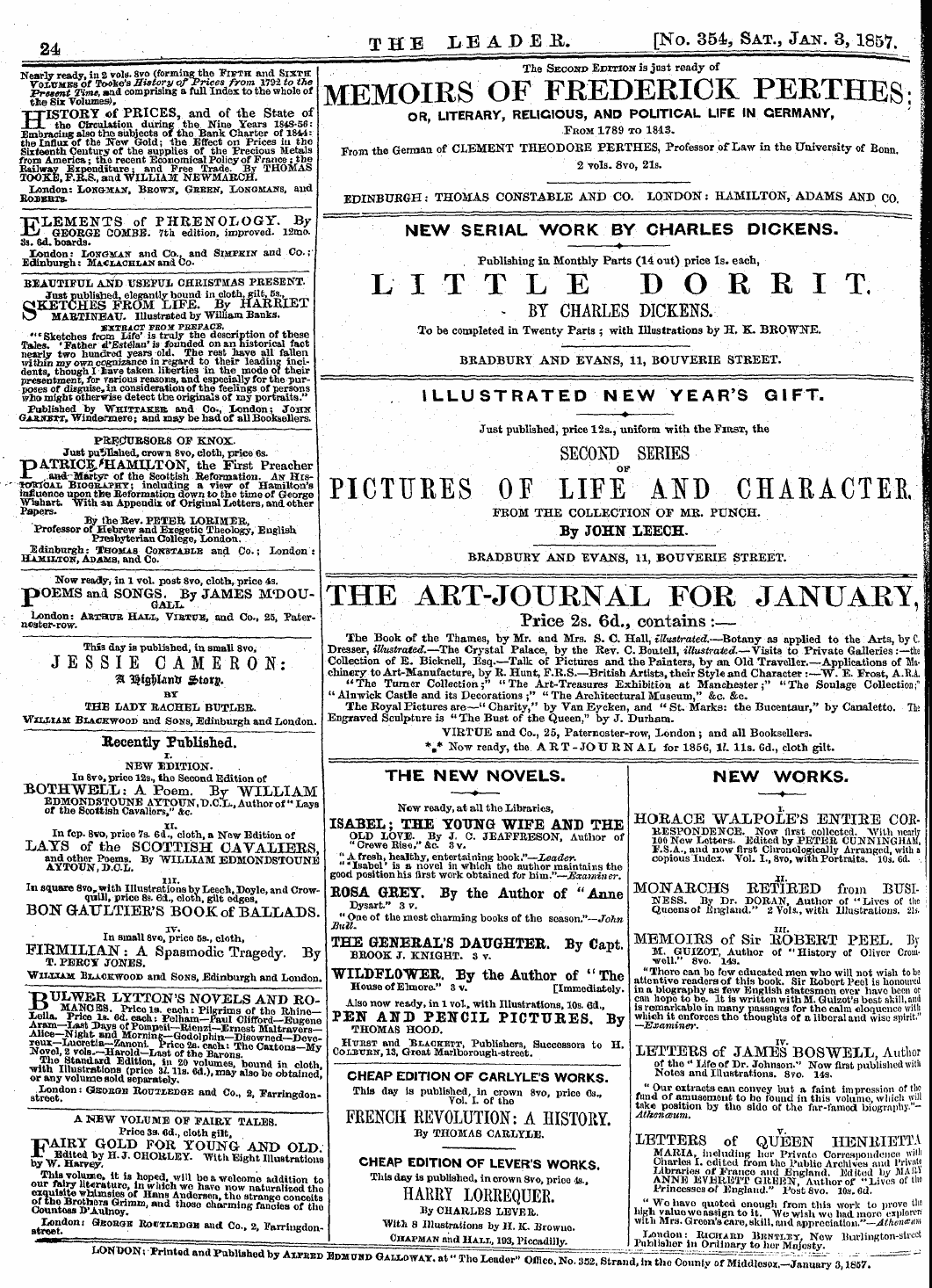 Leader (1850-1860): jS F Y, 2nd edition - London; *Rlnt,D And Published By Ax**Bd ...