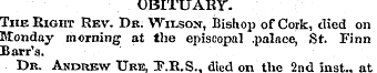 OBITUAlir. The Right Rev. Dr. Wilson, Bi...