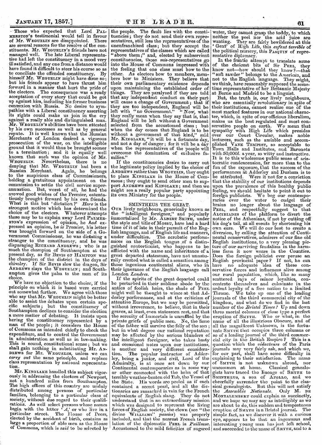 Leader (1850-1860): jS F Y, 2nd edition - If Andrews, Then Kinglake. Southampton H...