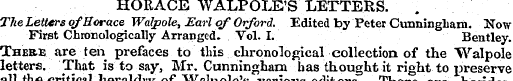 HORACE WALPOLE'S LETTERS. \ . The Letter...