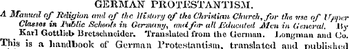 GERMAN PROTESTANTISM. A Manual of Religi...