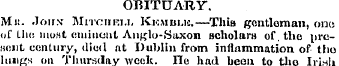 OBITUARY. Mi:, .lon.v MiToiiKM, Kkjiblk....