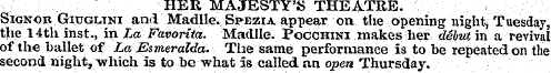 HER MAJESTY'S THEATRE. , Signob Giugltni...