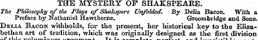 THE MYSTERY OF SHAKSPEARE. The Philosoph...