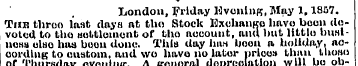 London, Friday Mvoning, May 1,18C7. Tan ...