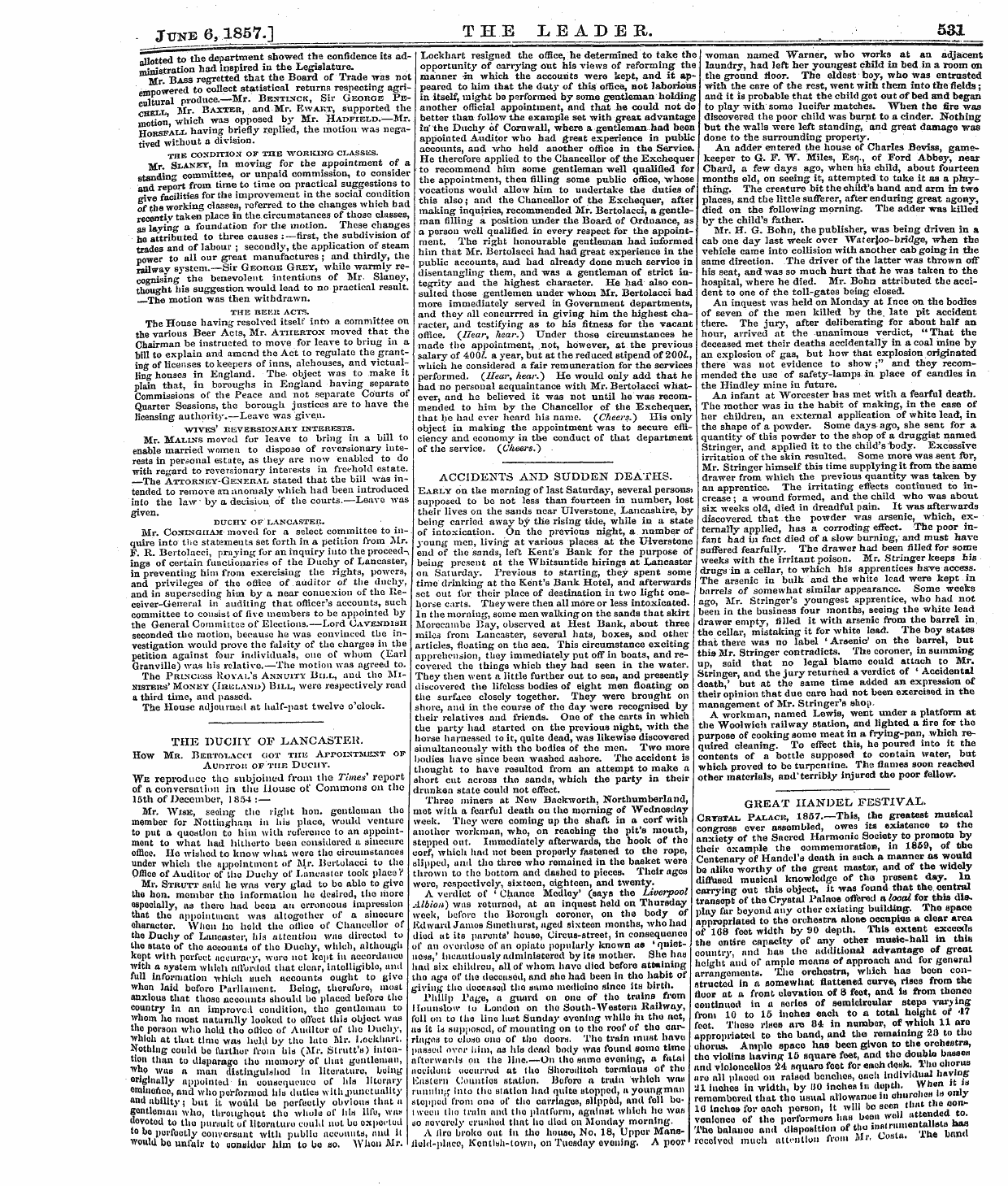 Leader (1850-1860): jS F Y, 2nd edition - June 6,1857.1 The Leader. . 531