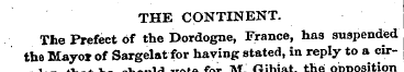 THE CONTINENT. The Prefect of the Dordog...