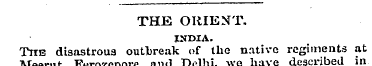 THE ORIENT. INDIA. The disastrous outbre...