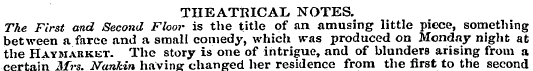 THEATRICAL NOTES. The First and Second F...