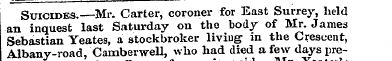 Suicides.—Mr. Carter, coroner for East S...