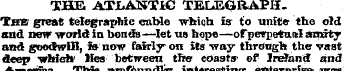 THE, ATLANTIC TELEGRAPH. Tim great teleg...