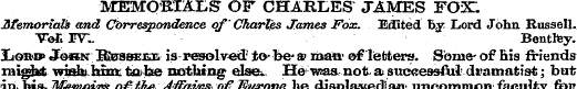 MEMOEOJDS OF CHARLES JAMES FOXT. Jlfemor...