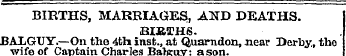 BIRTHS, MARRIAGES, AND DEATHS. BIE.TH6. ...