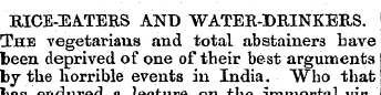 BICE-EATERS AND WATER-DRINKERS. The vege...