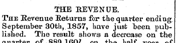 THE REVENUE. The Revenue Returns for the...
