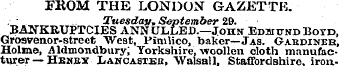 FROM THE LONDON GAZETTK. • Tuesday, Sept...
