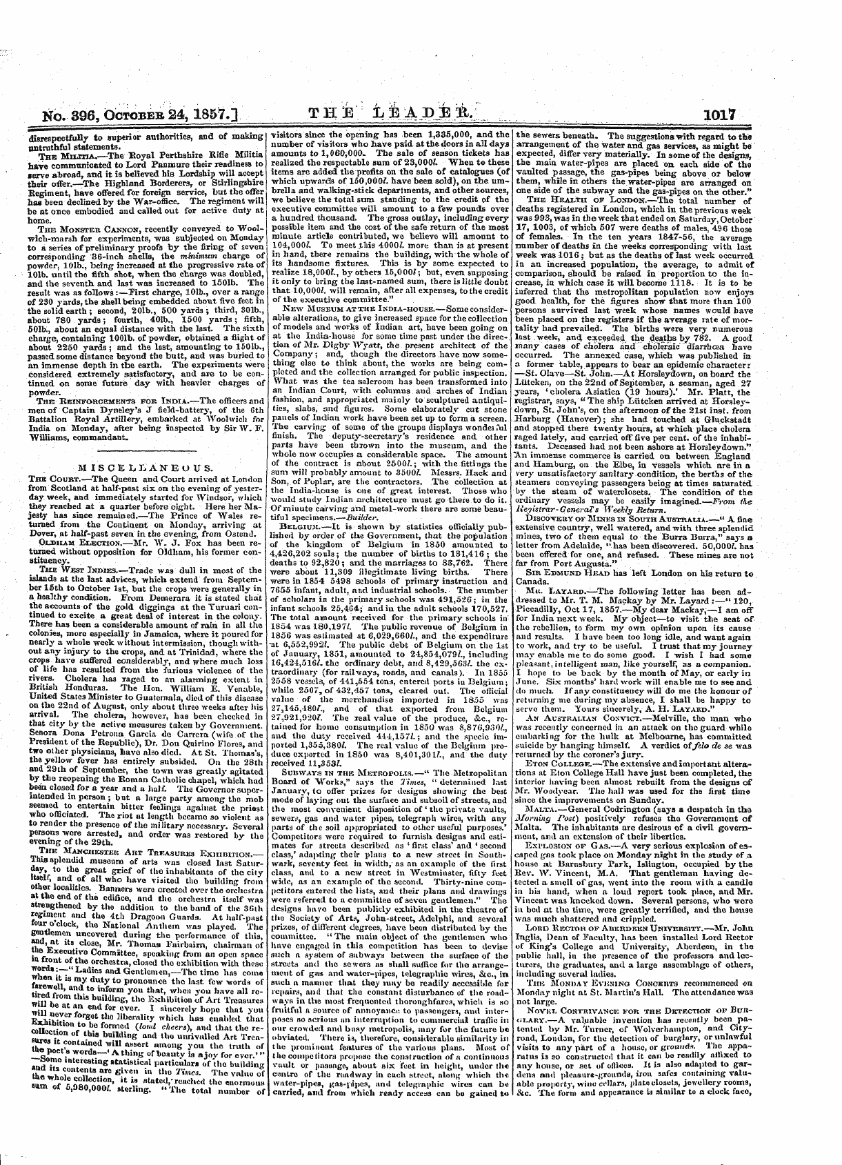 Leader (1850-1860): jS F Y, 2nd edition - No. 396, October 24,1857.] T H !E Tieajp...