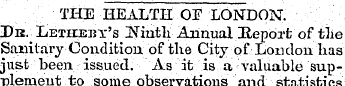 THE HEALTH OF LONDON. De. Letheby's USTi...