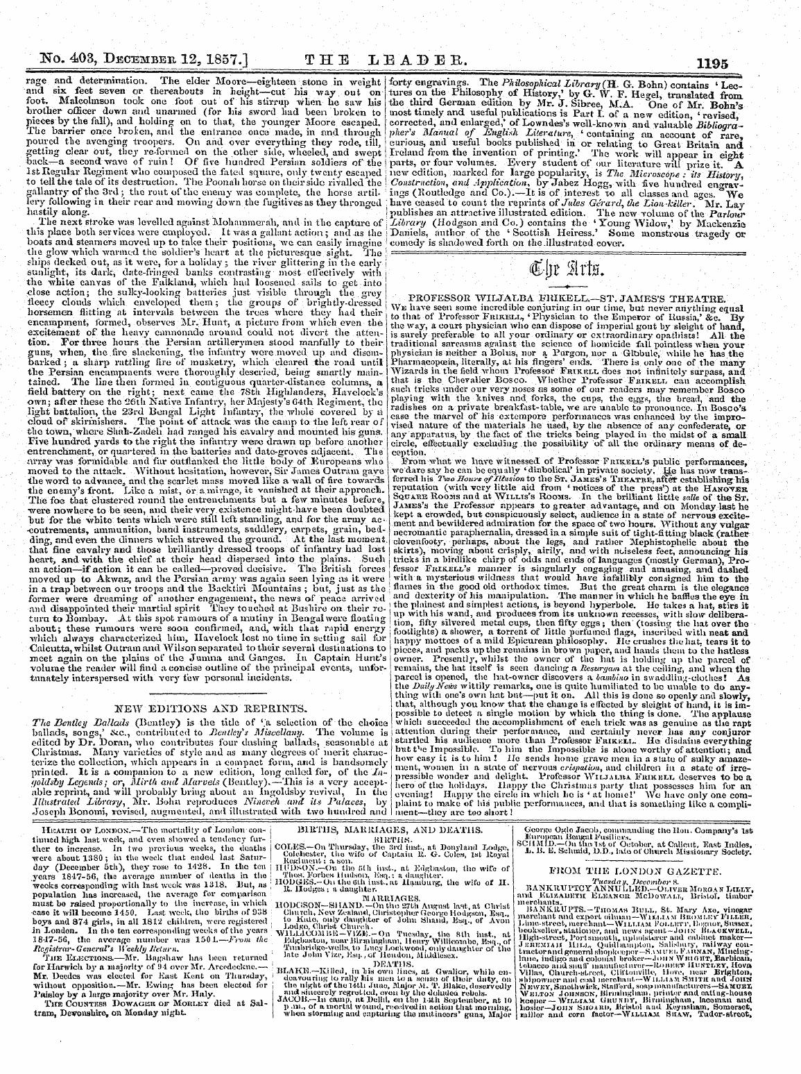 Leader (1850-1860): jS F Y, 2nd edition - No. 403, December 12, 1857.] The X. E Ad...