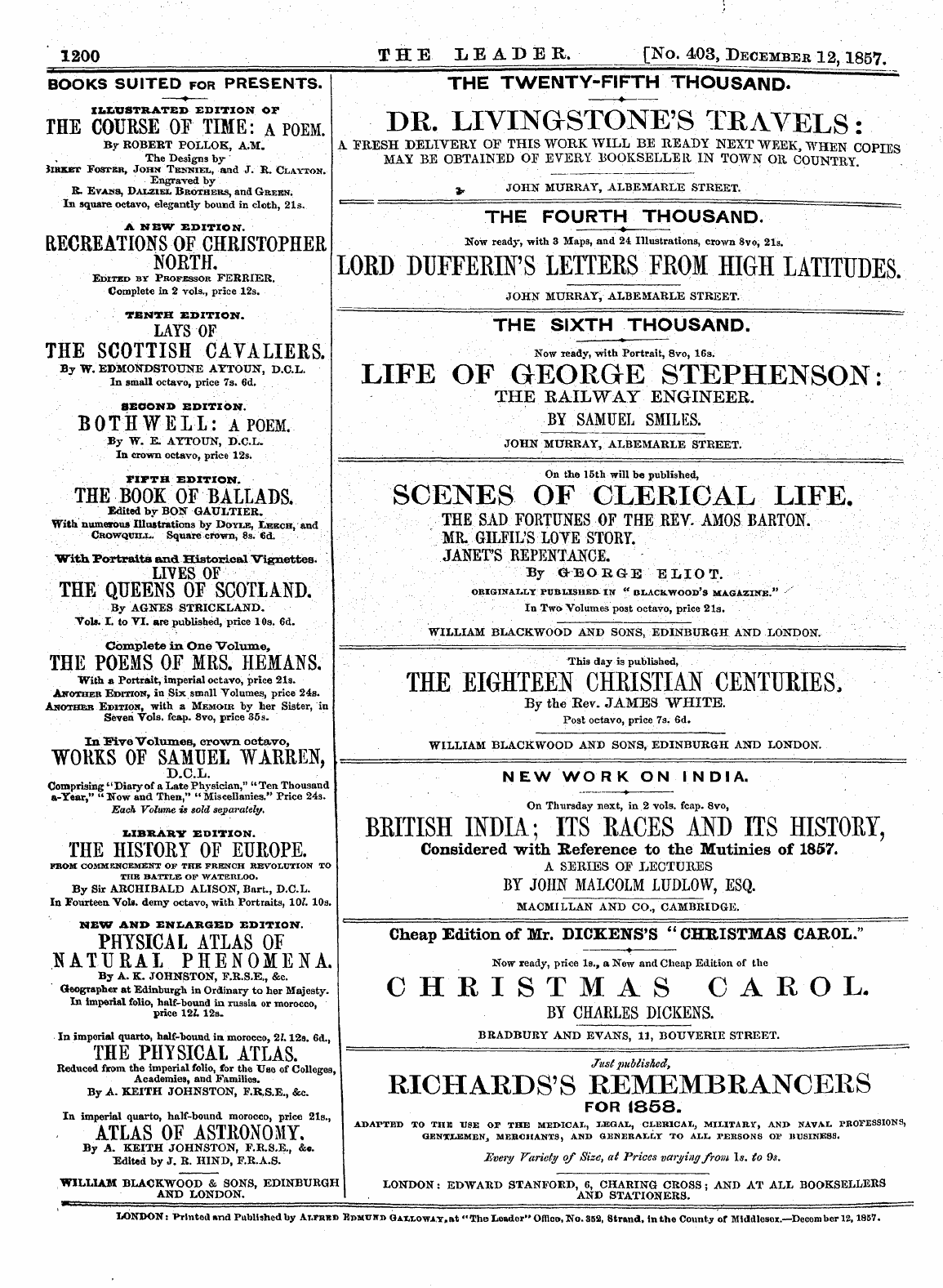 Leader (1850-1860): jS F Y, 2nd edition - Ad02405