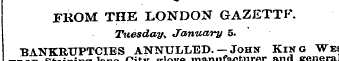 FKOM THE LONDON GAZETTF. Tuesday, Januar...