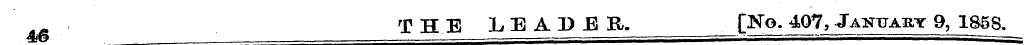 THE LEADER. [No. 407, January 9, 1858. 4...
