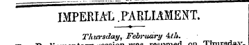 IMPERIAL . PARLIAMENT. Thursday, Februar...