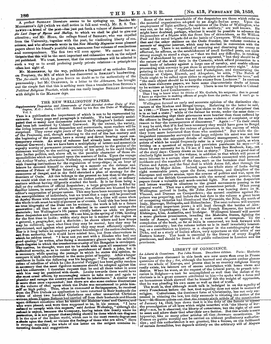 Leader (1850-1860): jS F Y, 2nd edition - Liberty Of Conscience. La Libcrtd De Con...