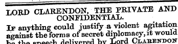 LORD CLARENDON, THE PRIVATE AND CONFIDEN...