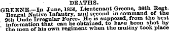 DEATHS. GREENE.—In June, 1856, Lieutenan...