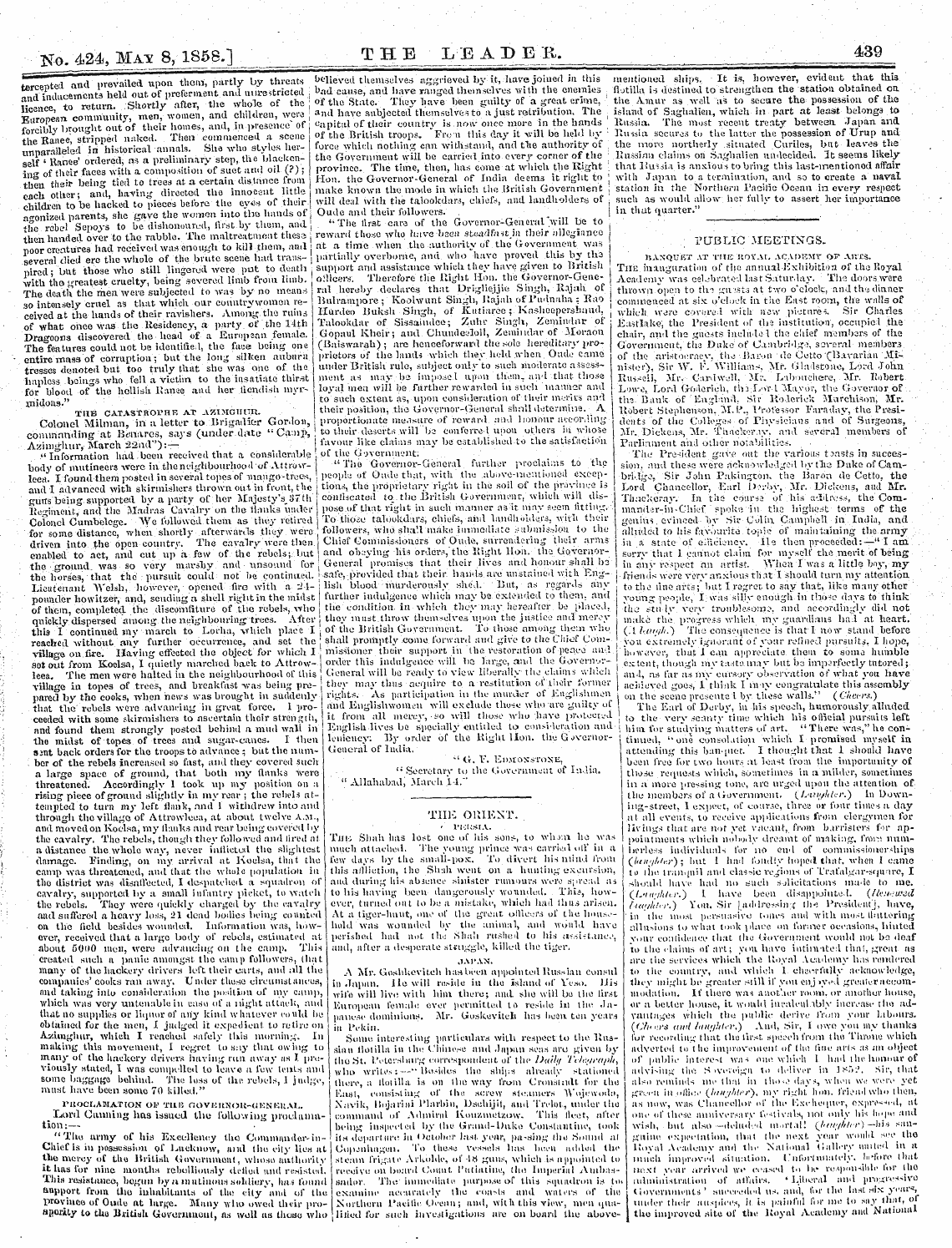 Leader (1850-1860): jS F Y, 2nd edition - The Iitdiain" Revolt. Telegrams Are A Fr...