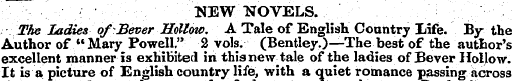 -¦• ' • NEW NOVELS. ' . , '; . ' ' The L...