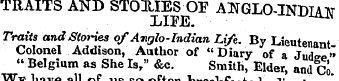 TRAITS AND STOIUES OF ANGLO-INDIAN LIFE....