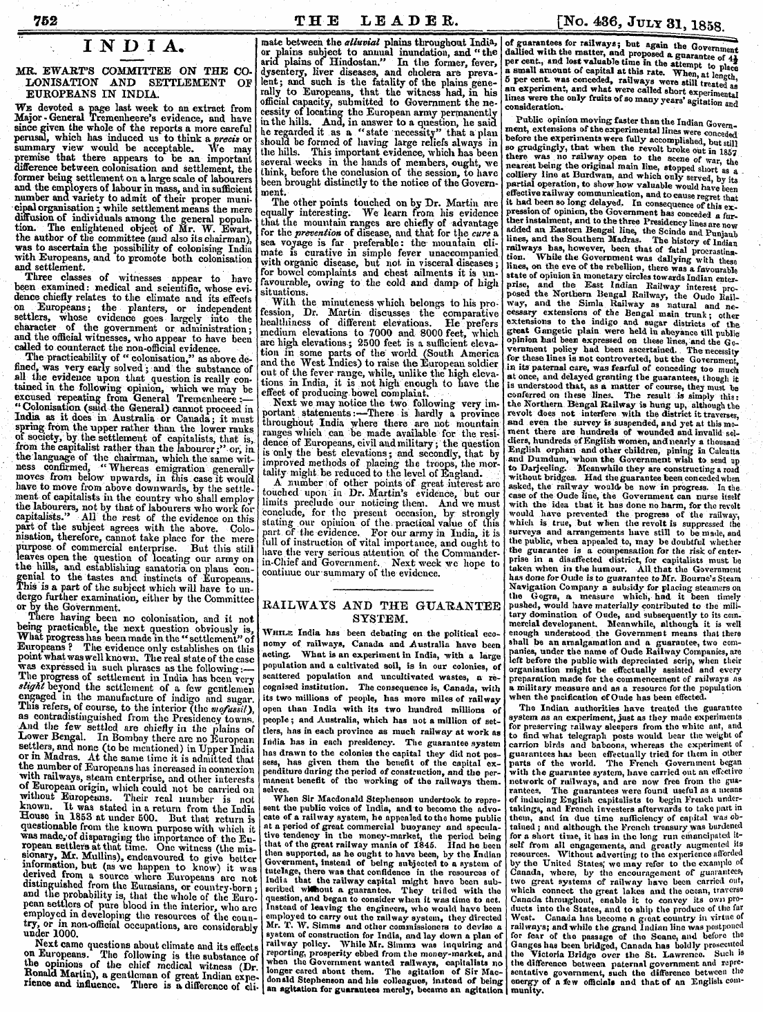 Leader (1850-1860): jS F Y, 2nd edition - 762 The Leadbb, [No. 436, July 31, 1858 ...