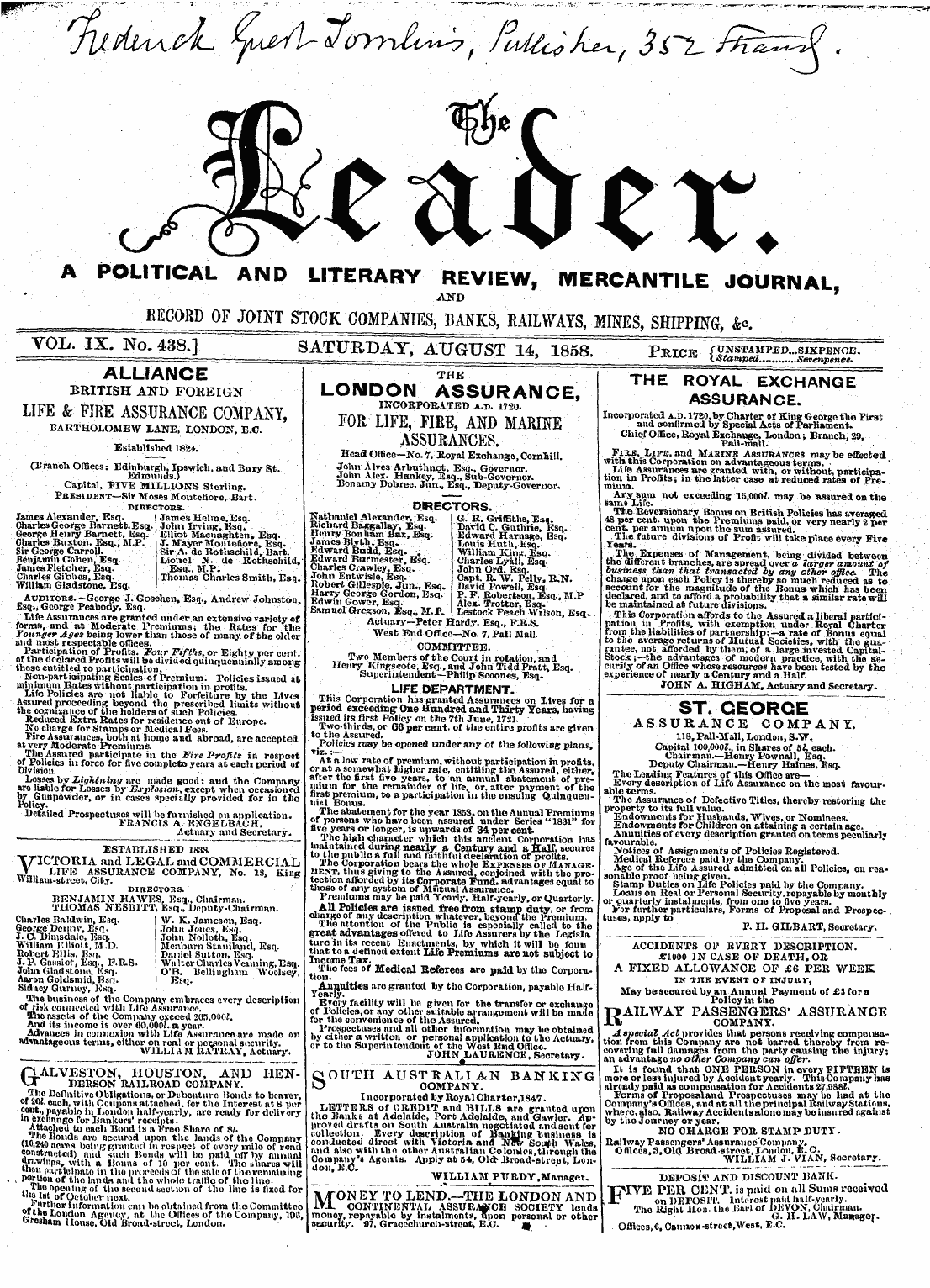 Leader (1850-1860): jS F Y, 2nd edition - Ad00111