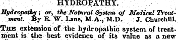 HYDROPATHY. Hydropathy; or, theKatural S...