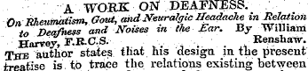 A WORK ON DEAFNESS. On Rheumatism , Gout...