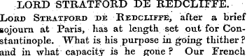 LORD STRATFORD DE REDCLIFFE. Lord Sxkatf...