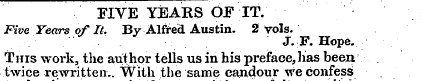 FIVE YEARS OP it. Five Years of It. By A...