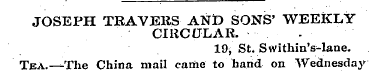 JOSEPH TRAVEllS AND SONS' WEEKLY CIRCULA...