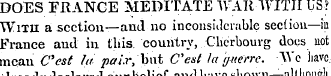 DOES FRANCE MEDITATE AVAR-WITH US-? With...