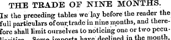 THE TRADE OF NINE MONTHS. In the precedi...