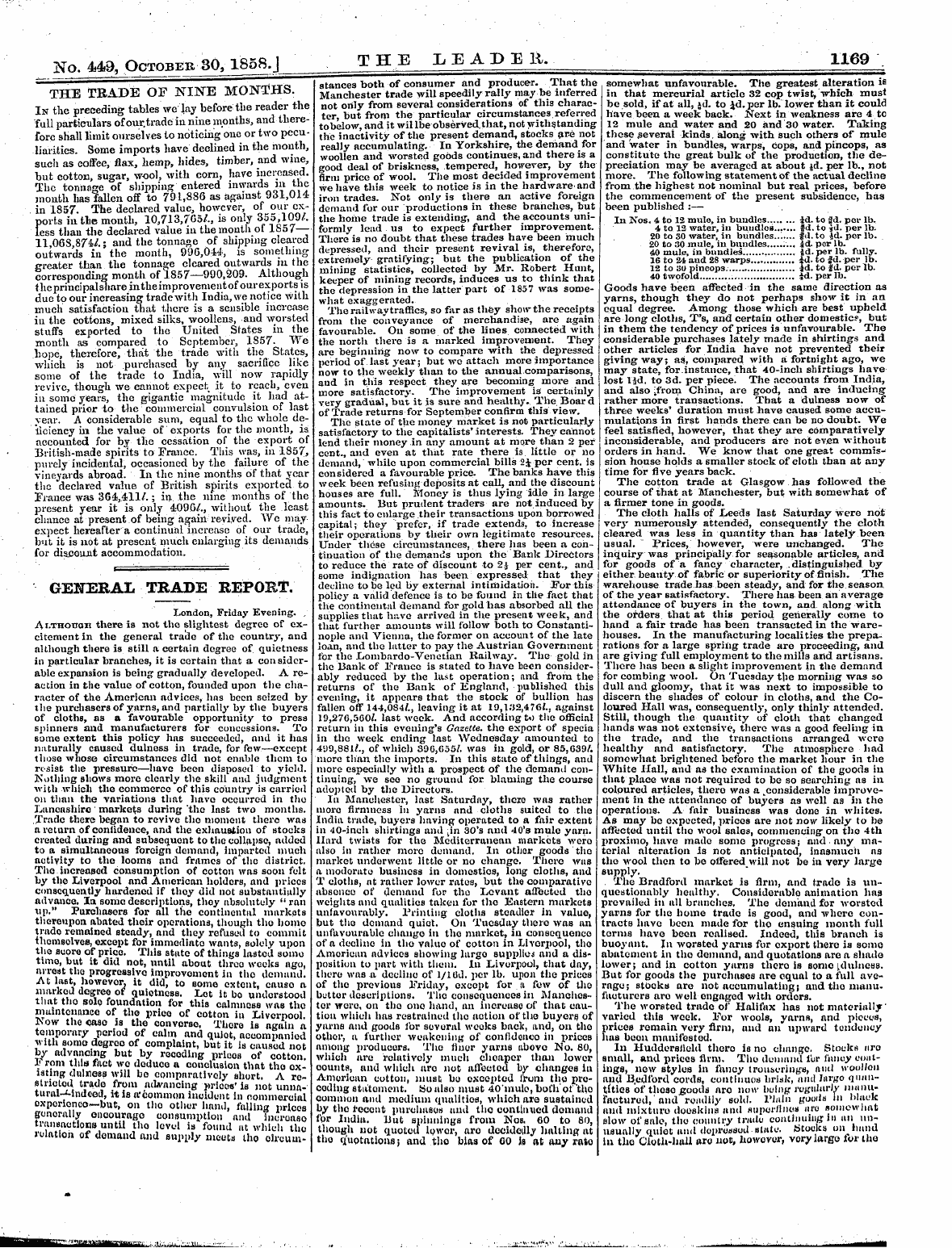 Leader (1850-1860): jS F Y, 2nd edition - General Trade Repo&T. London, Friday Eve...