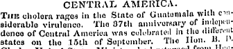 CENTRAL AMERICA. Tine cholera rages in t...