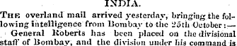 INDIA. Tub overhind mail arrived yesterd...