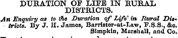 DURATION OF LIFE IN RURAL DISTRICTS. An ...