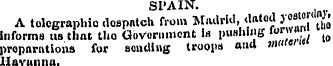 SPAIN. A telegraphic despatch from Madri...