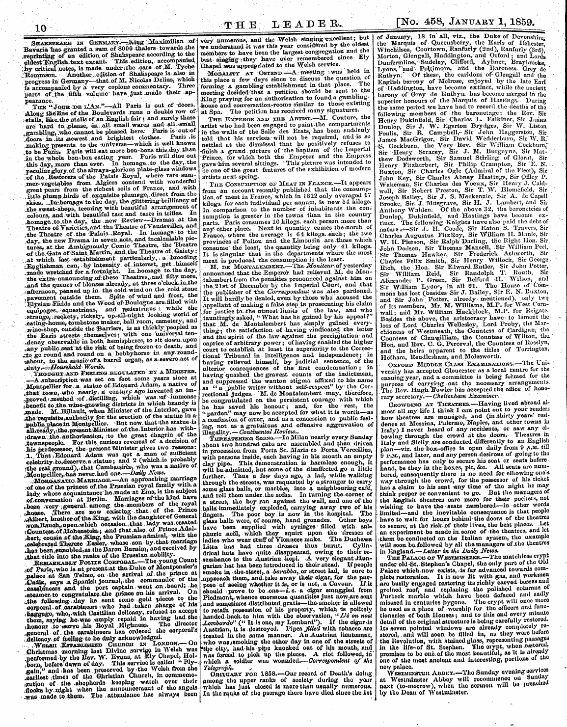 Leader (1850-1860): jS F Y, 2nd edition - The Lead Eh. [No. 458, January 1,1859. ¦...