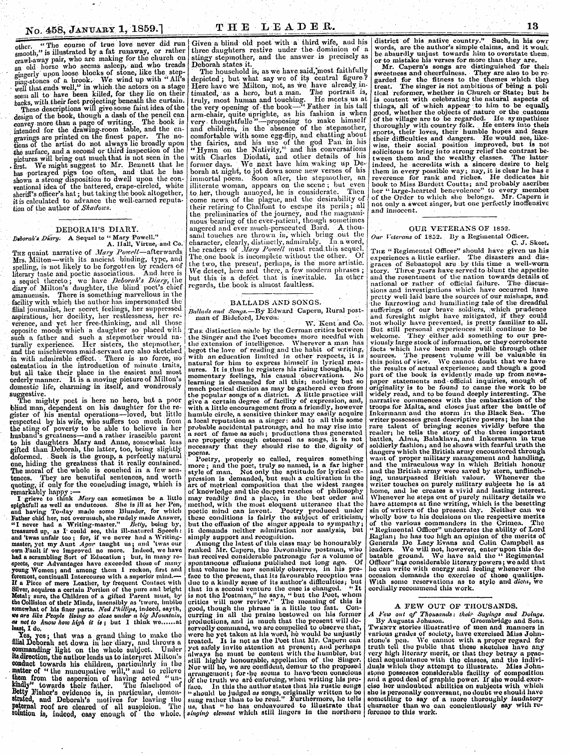 Leader (1850-1860): jS F Y, 2nd edition - Ko. 458, January 1, 1s59.1 The L, E A D ...