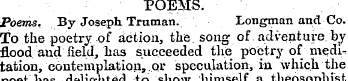 POEMS. Poems, By Joseph Truman. Longman ...